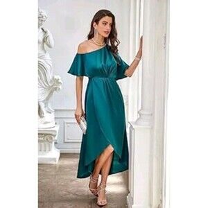 GRACE KARIN NWT S 2023‎ Off One Shoulder Satin Cocktail Wedding Formal Dress